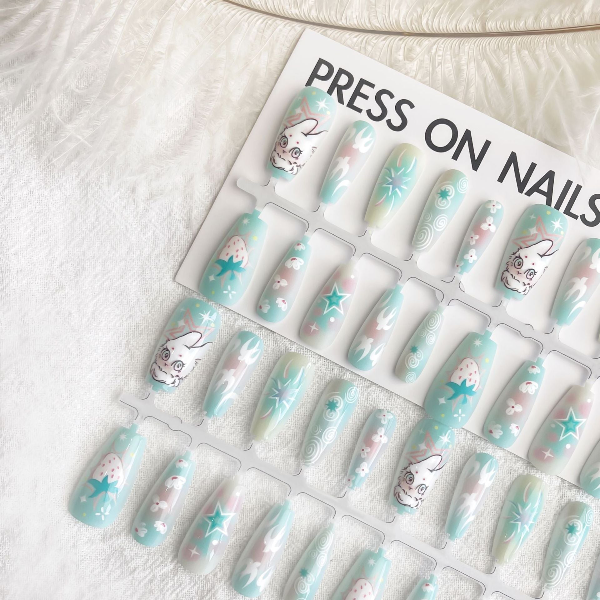 Cartoon Cute Rabbit Middle Ladder Fake Nails Nail Polish