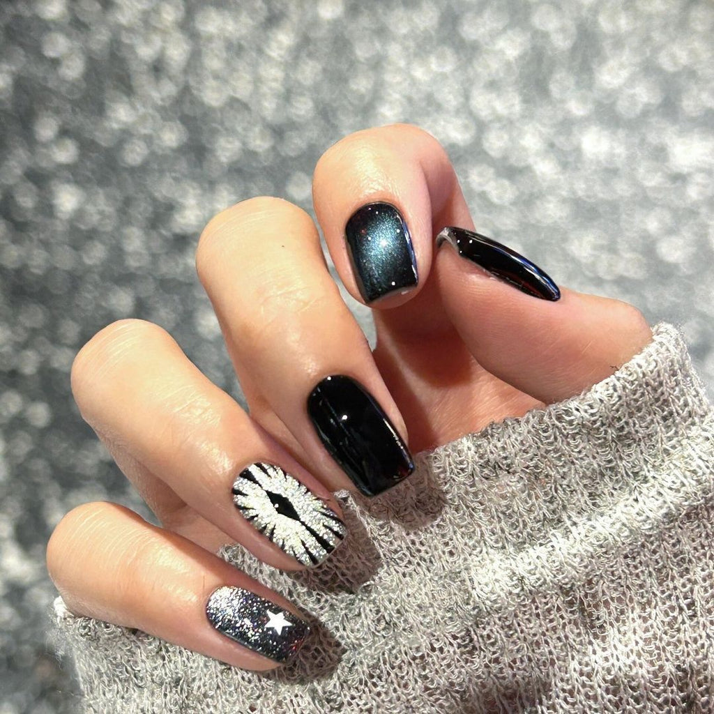 Dark Demon Eye Cat Eye Press-On Nails – Handmade Removable Gothic Style