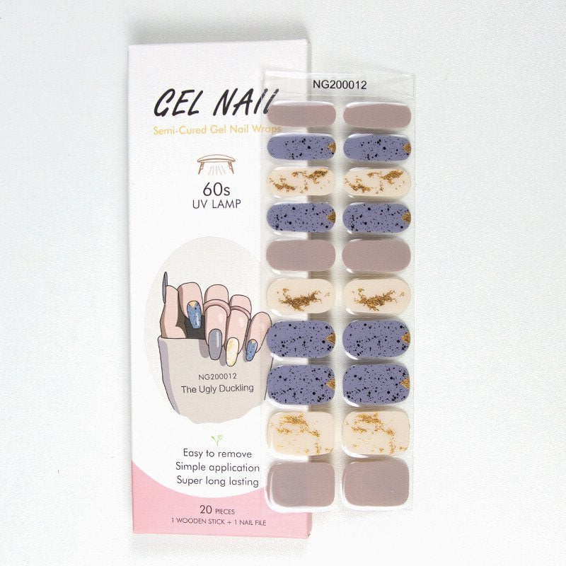 Semi Cured Gel Nails Art Stickers Transparent Solid Color