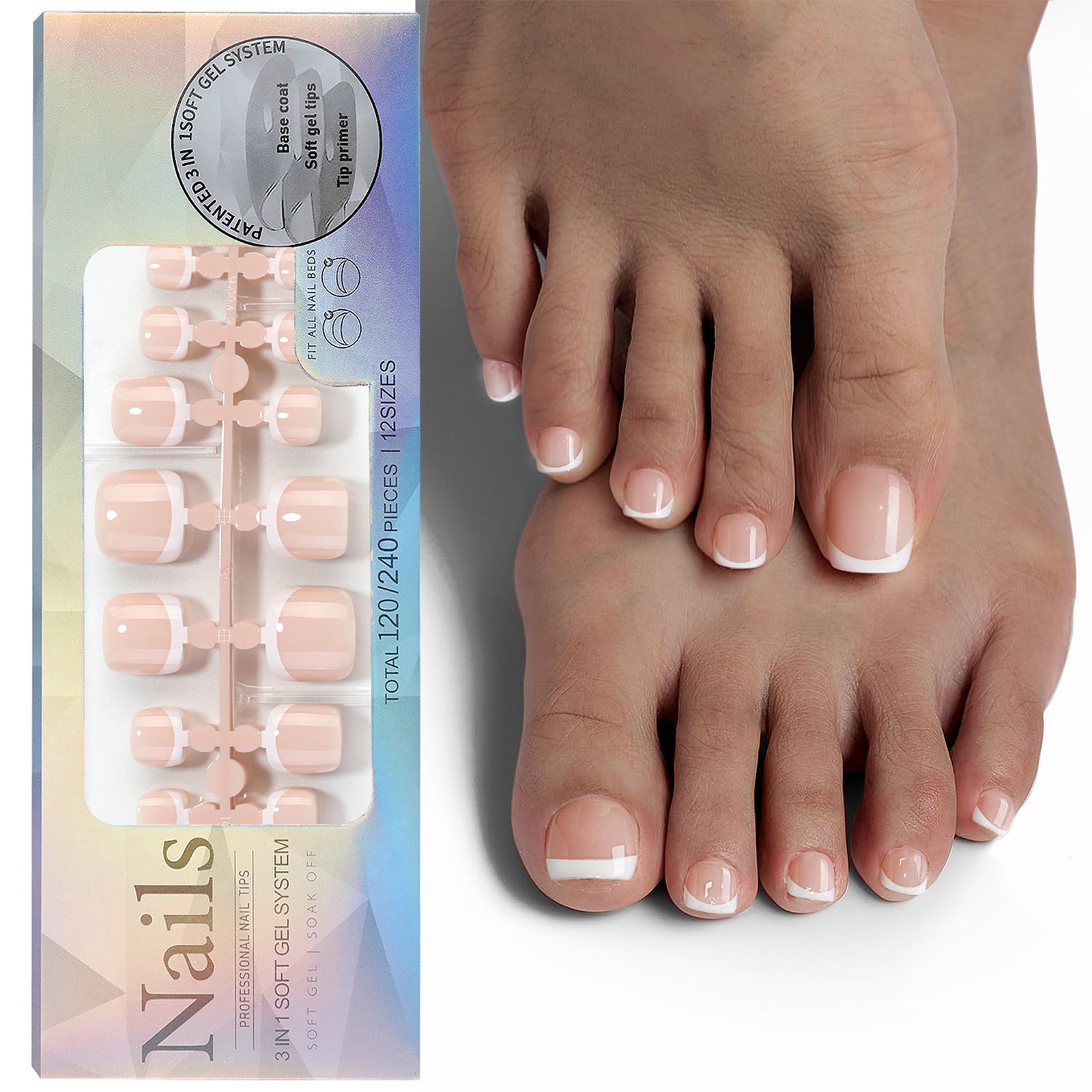 French Nail Finished Wear Nail Frosted Toe Nail Patch