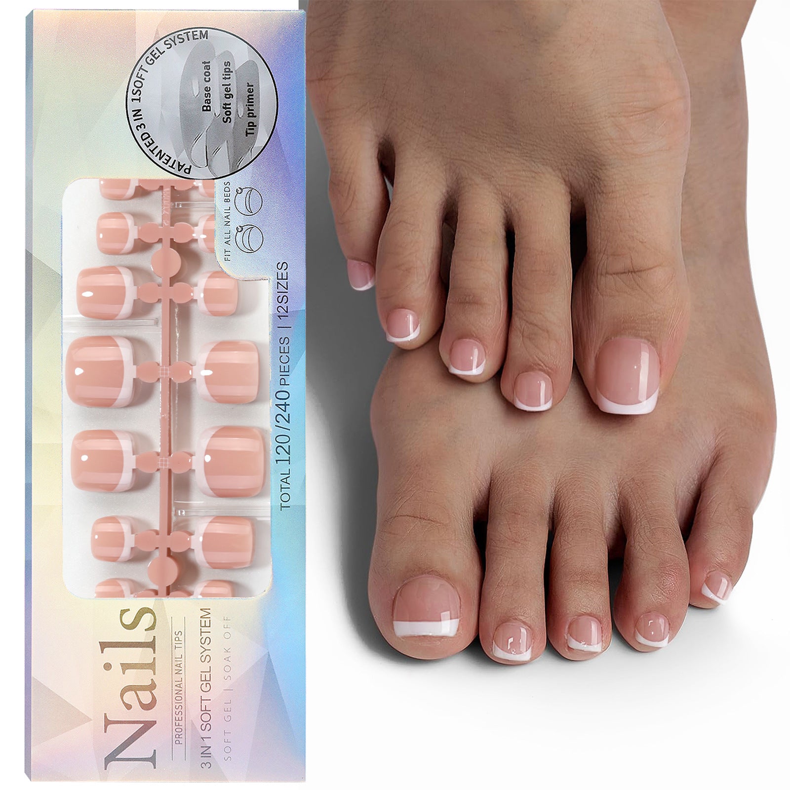 French Nail Finished Wear Nail Frosted Toe Nail Patch