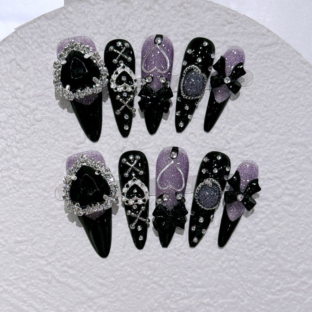 Y2K Baddie Press On Nails – Reusable Detachable Nail Tips in Asakusa Style 