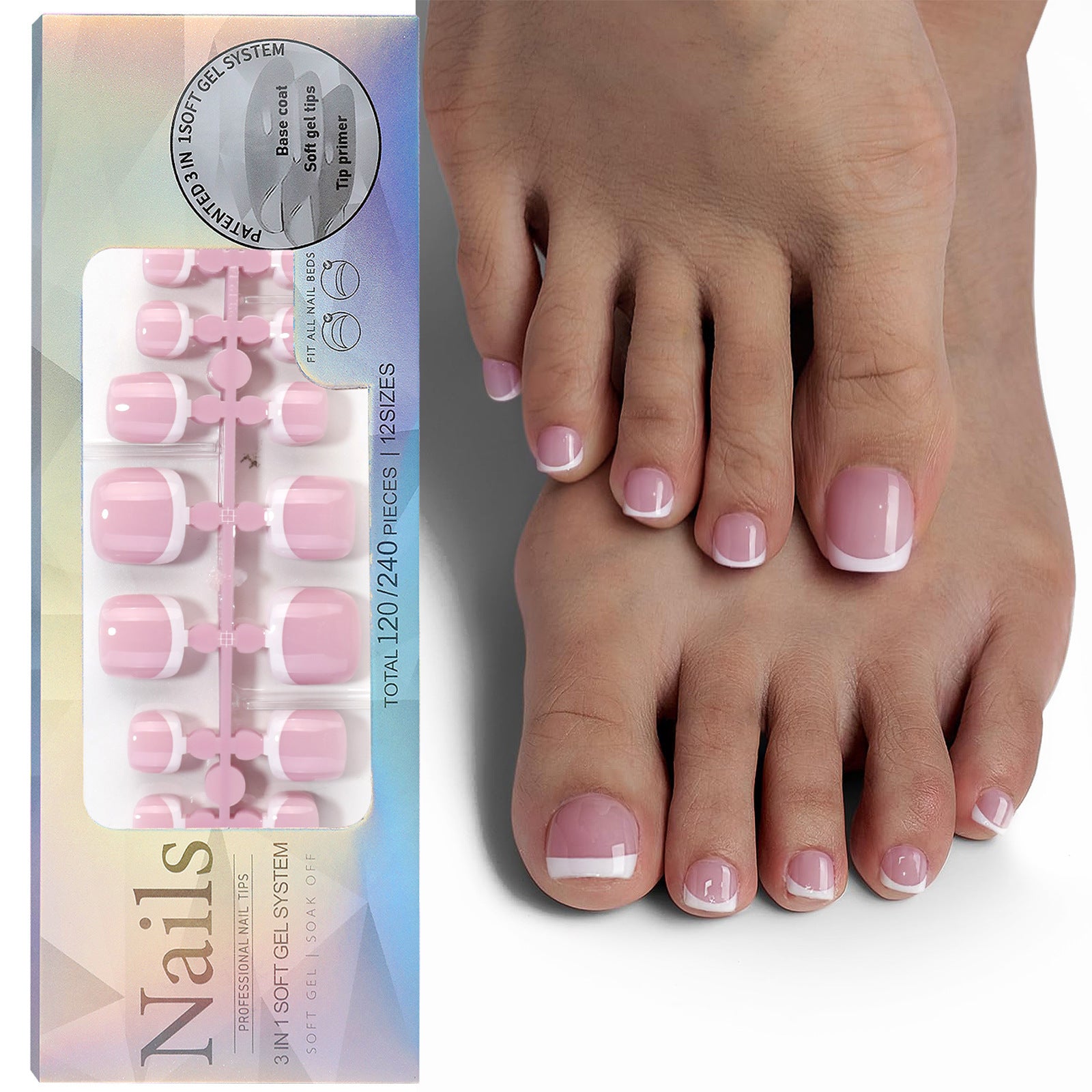 French Nail Finished Wear Nail Frosted Toe Nail Patch