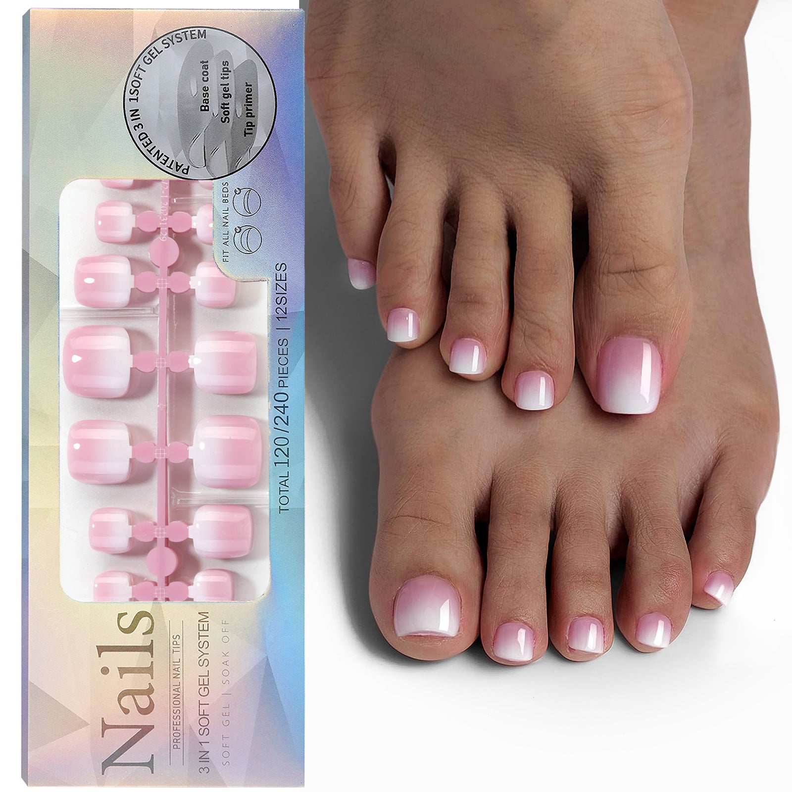 French Nail Finished Wear Nail Frosted Toe Nail Patch