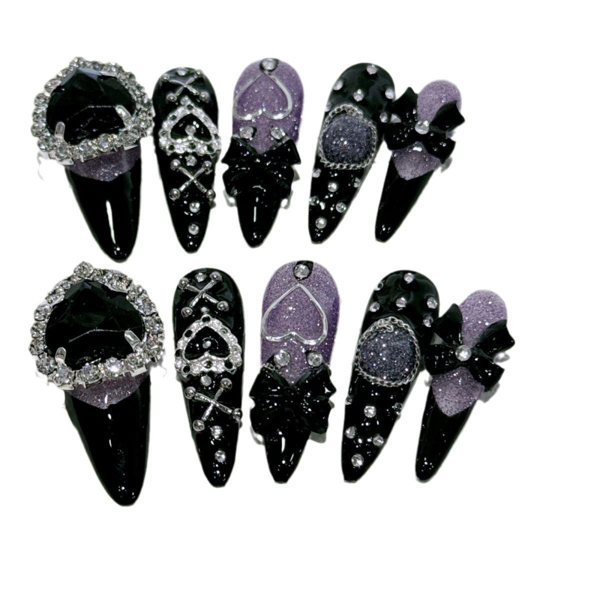 Y2K Baddie Press On Nails – Reusable Detachable Nail Tips in Asakusa Style 