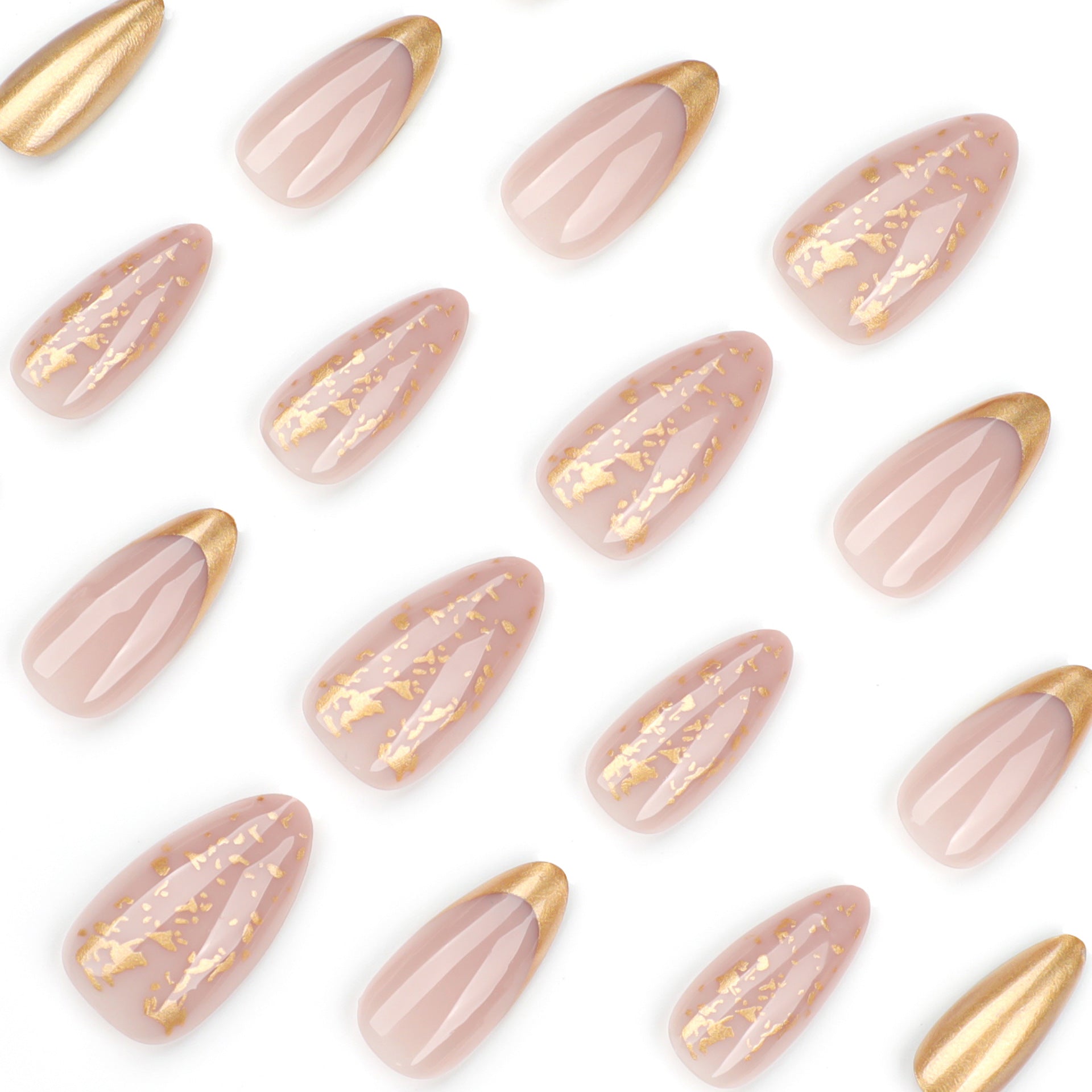 Flashing pearlescent wearable nail tips, short almond nail tips, simple European and American popular wearable false nails