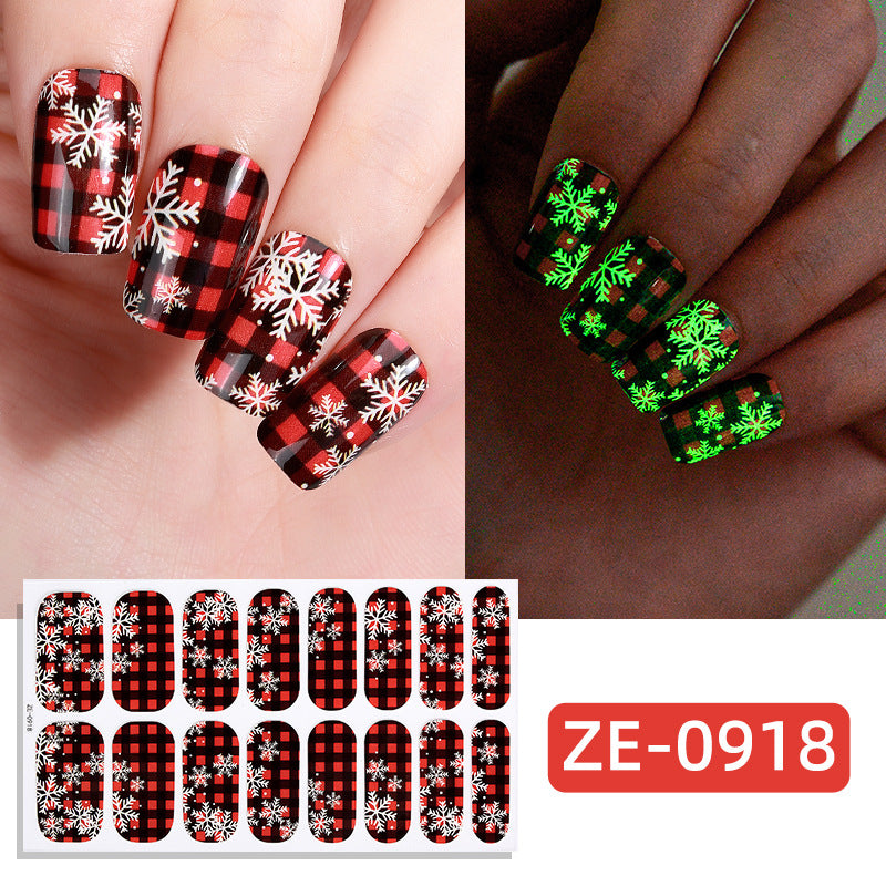 Christmas Glow Nail Polish Strips – Luminous Tree Design Nail Stickers