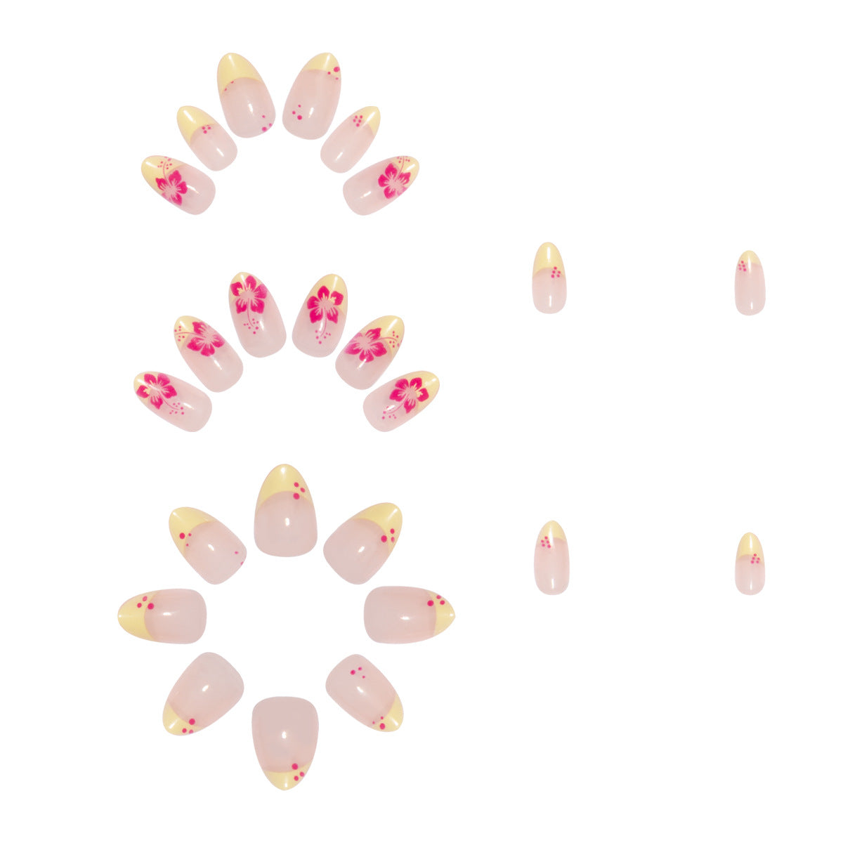 French Red Flower Press On Nails – Short Oval Almond Shape 