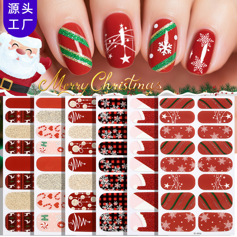 Christmas Glow Nail Polish Strips – Luminous Tree Design Nail Stickers