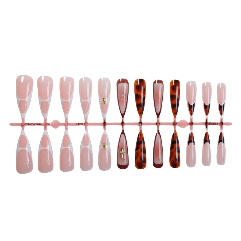 24PCS Long Stiletto Leopard Print Press On Nails – Reusable Fake Nail Tips 