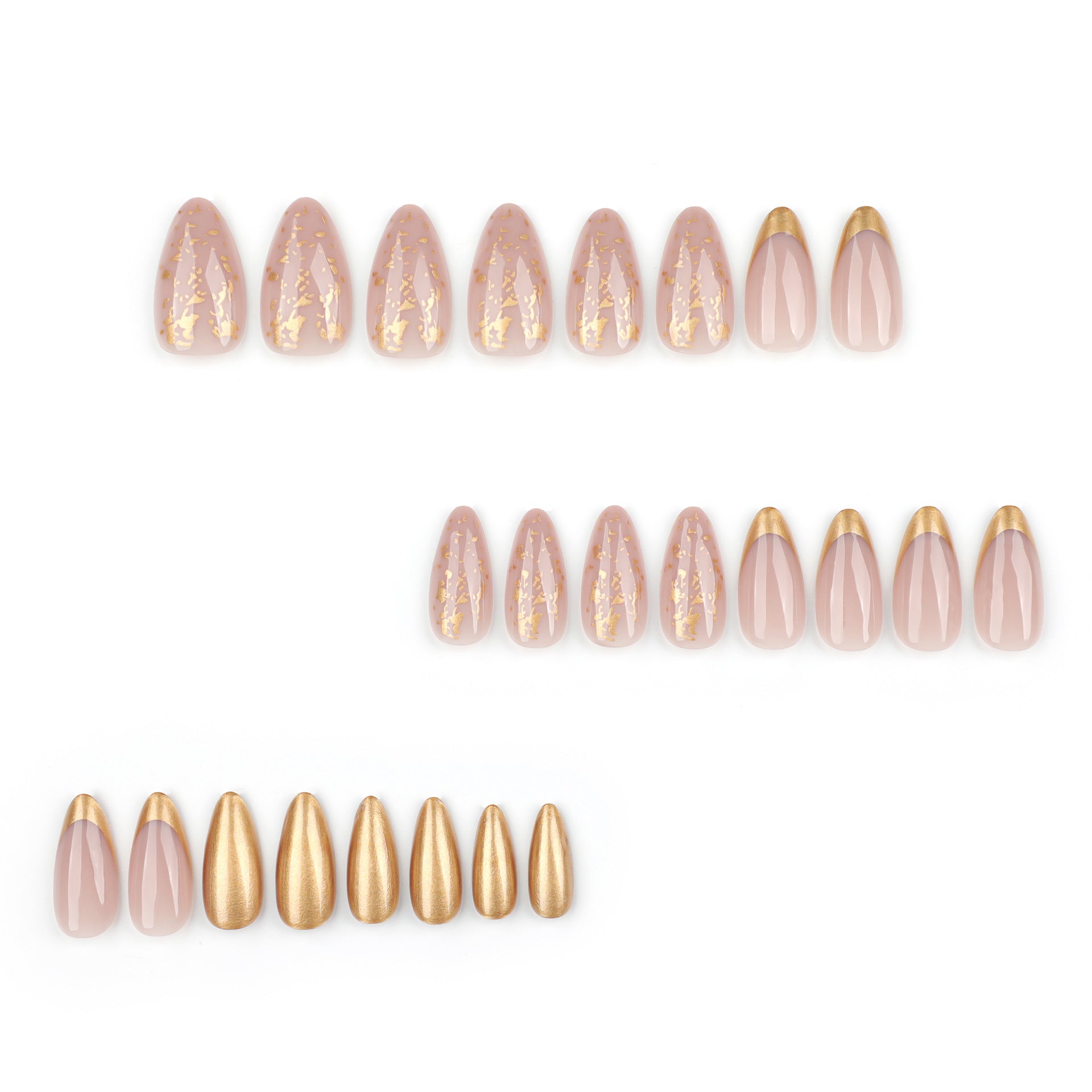Flashing pearlescent wearable nail tips, short almond nail tips, simple European and American popular wearable false nails