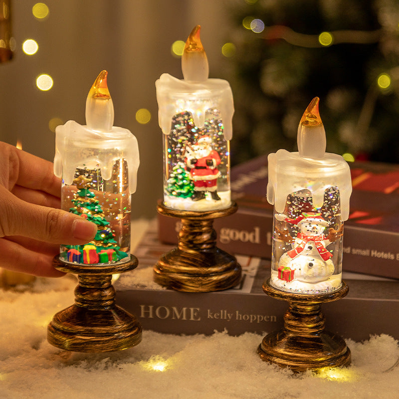 Christmas Snow Globe Candle Light – Cute Cartoon Crystal Ball Lamp, Creative Holiday Decoration