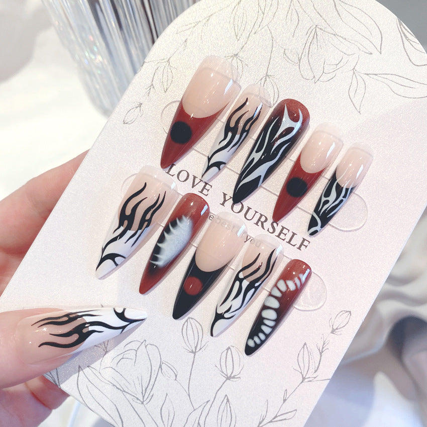 Gothic Skull Halloween Press On Nails – Reusable Fake Nail Tips W18 