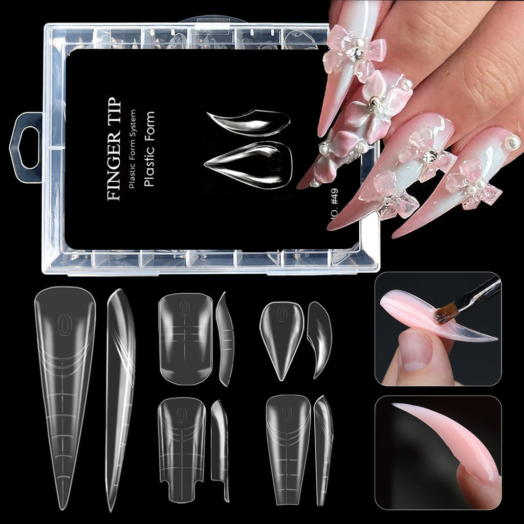 Reusable Stiletto Crystal Nail Forms – Quick Extension UV Gel &amp; Acrylic Nail Mold for DIY Manicure 