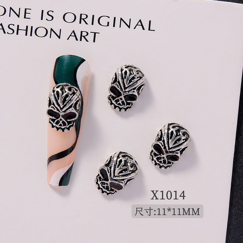 Gothic Punk Nail Art Decorations – Skull Cross Heart Alloy Charms 