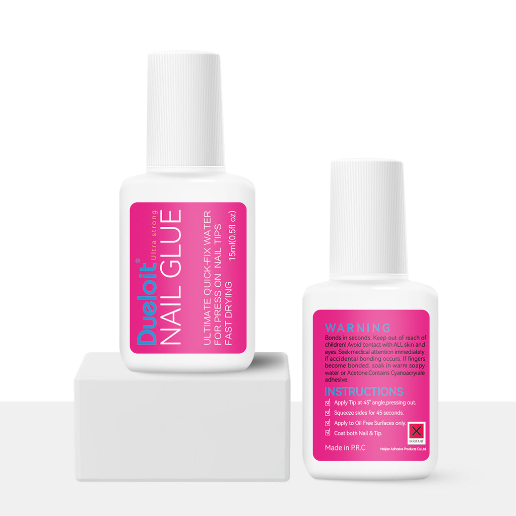 Strong Nail Glue with Brush – Quick Dry, 15ml Large Bottle for Press-On Nails 