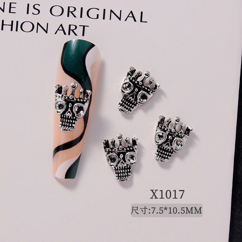 Gothic Punk Nail Art Decorations – Skull Cross Heart Alloy Charms 