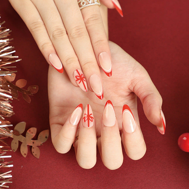 Wearable Christmas French Bow Nail Art Wearing Nail Art 