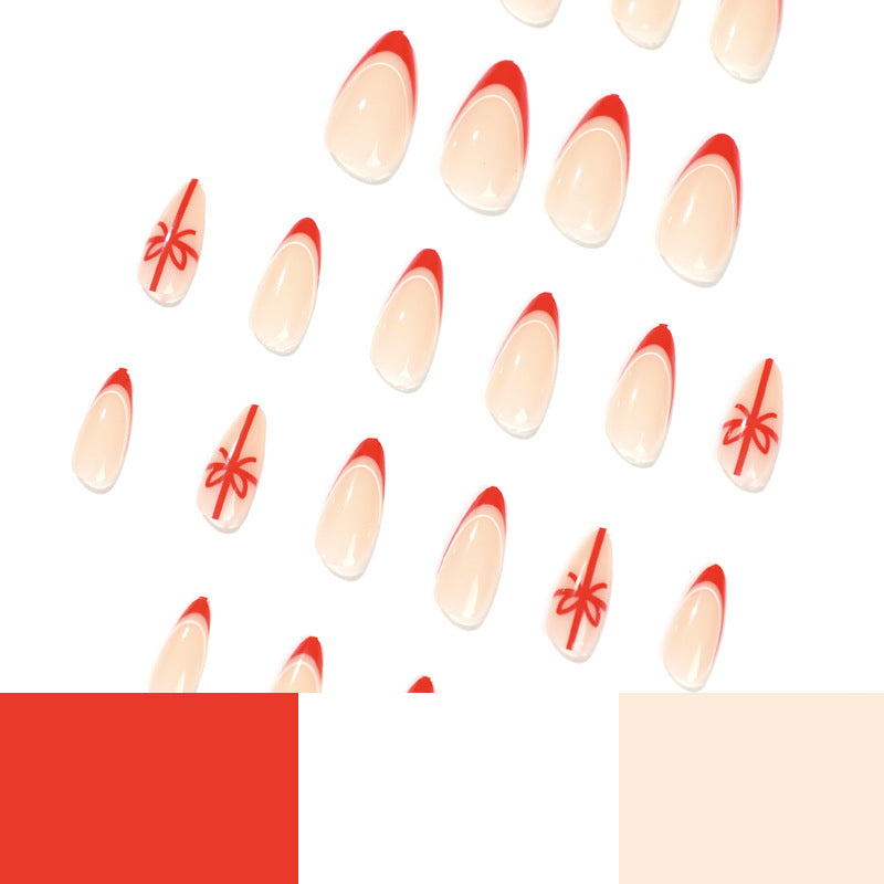 Wearable Christmas French Bow Nail Art Wearing Nail Art 