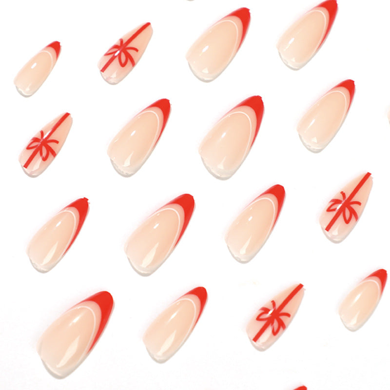 Wearable Christmas French Bow Nail Art Wearing Nail Art 