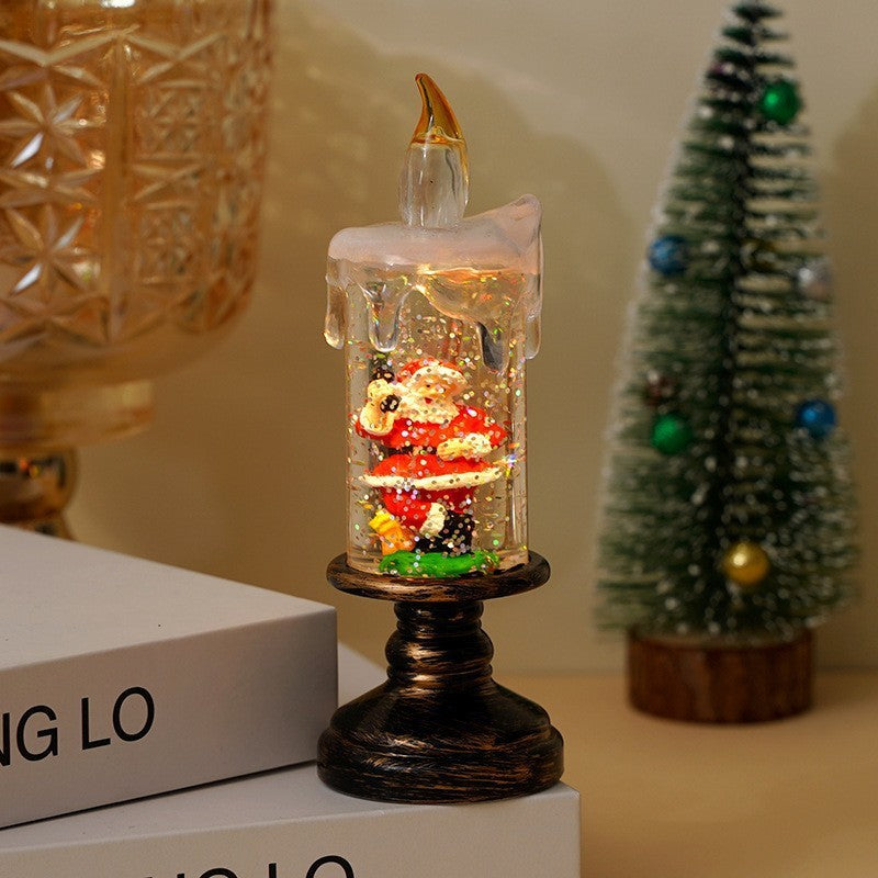 Christmas Snow Globe Candle Light – Cute Cartoon Crystal Ball Lamp, Creative Holiday Decoration