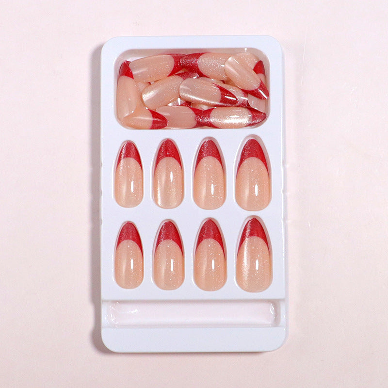 24PCS Crystal Cat Eye French Press On Nails – Reusable Detachable Nail Tips, Trendy INS Style 