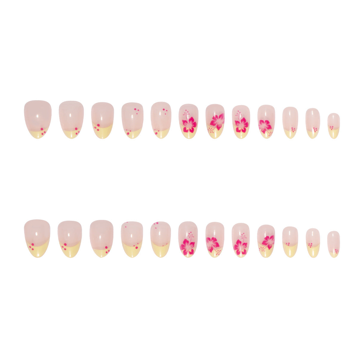 French Red Flower Press On Nails – Short Oval Almond Shape 