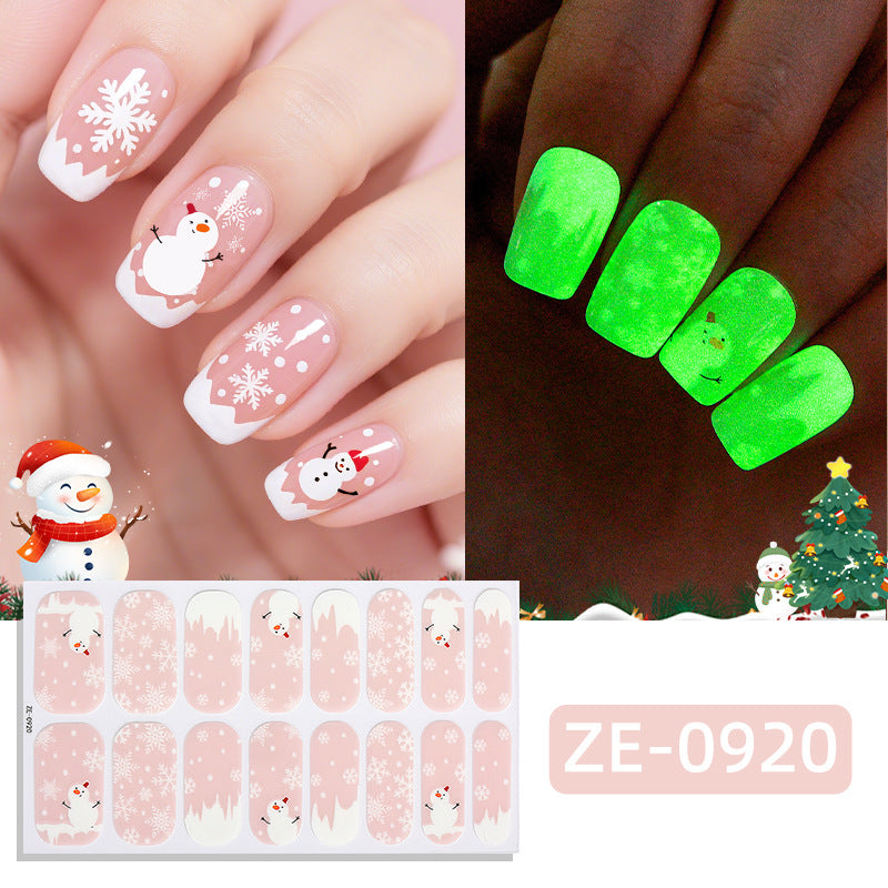 Christmas Glow Nail Polish Strips – Luminous Tree Design Nail Stickers