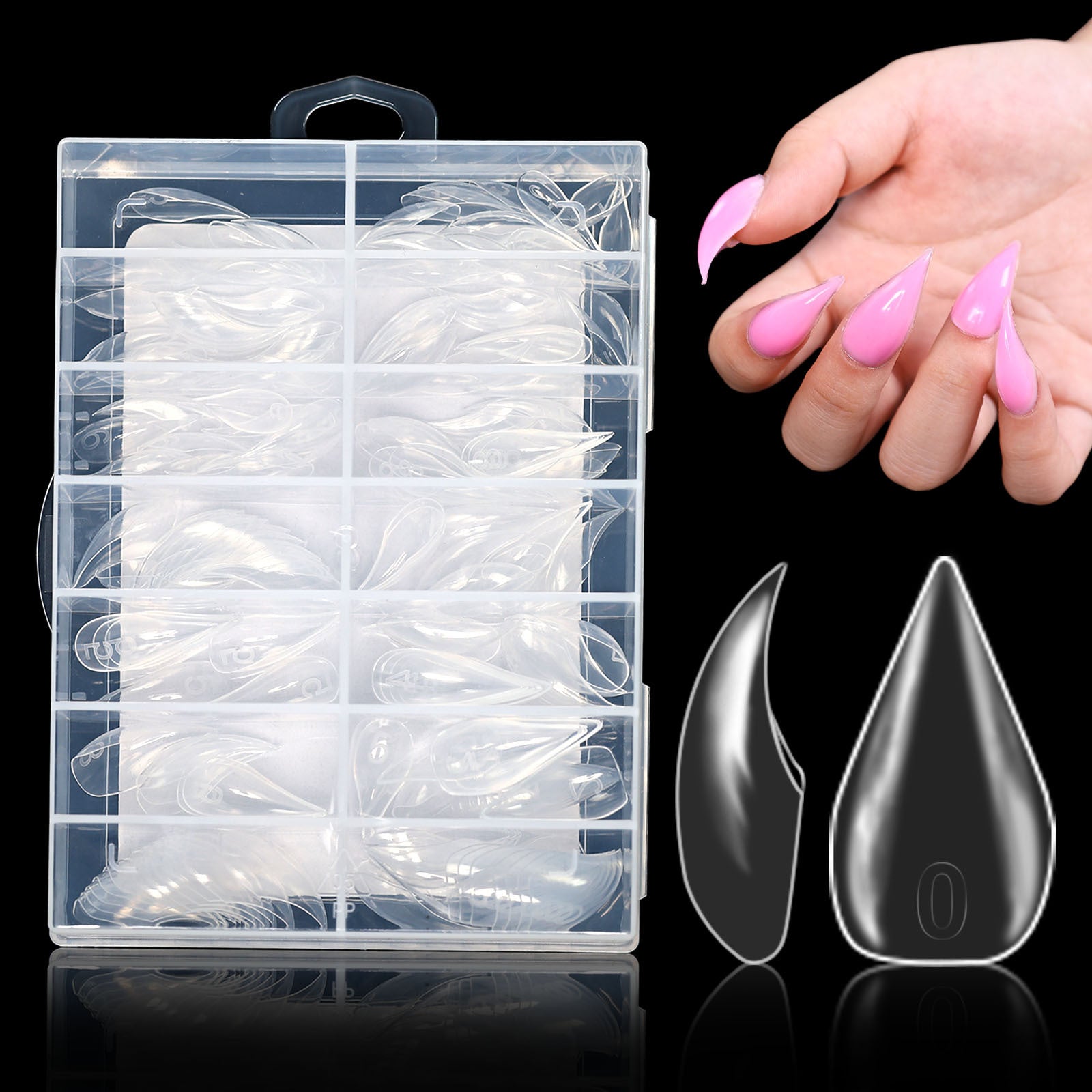 Reusable Stiletto Crystal Nail Forms – Quick Extension UV Gel &amp; Acrylic Nail Mold for DIY Manicure 