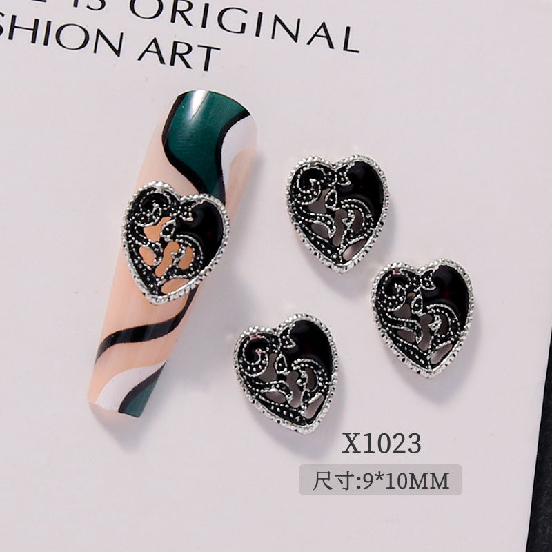 Gothic Punk Nail Art Decorations – Skull Cross Heart Alloy Charms 
