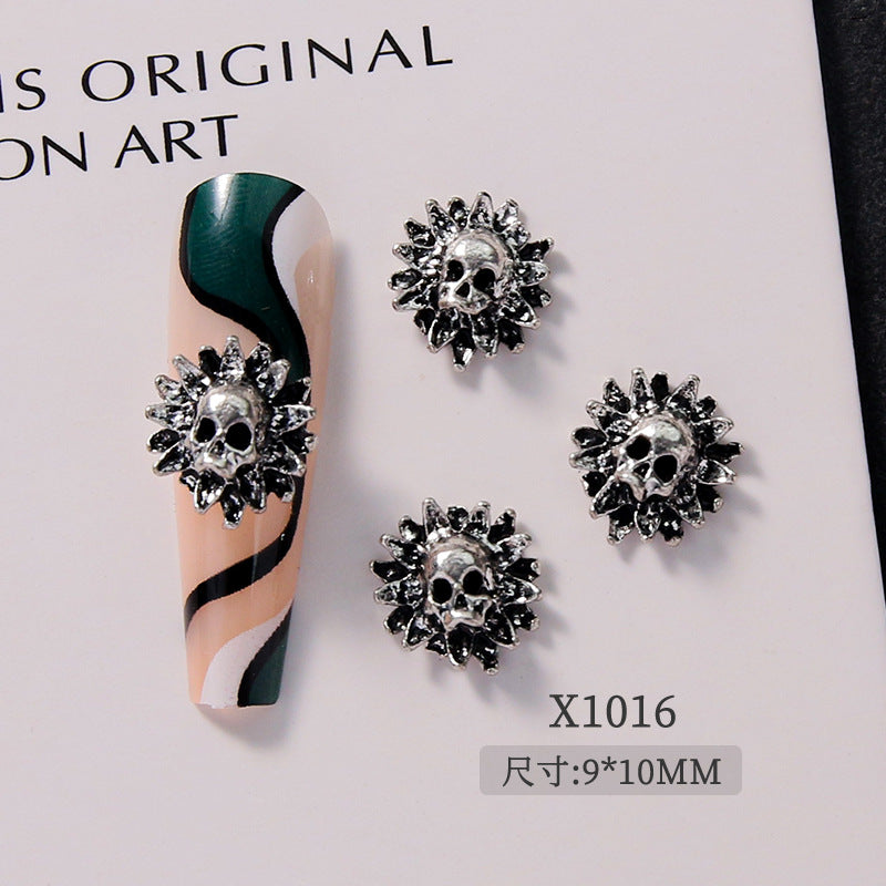 Gothic Punk Nail Art Decorations – Skull Cross Heart Alloy Charms 