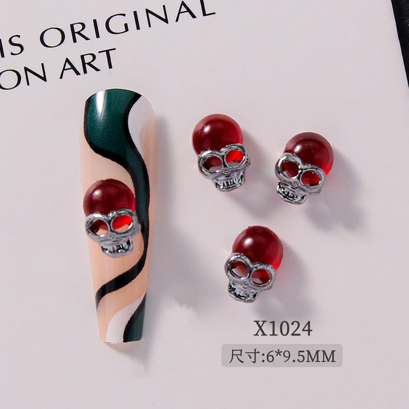 Gothic Punk Nail Art Decorations – Skull Cross Heart Alloy Charms 