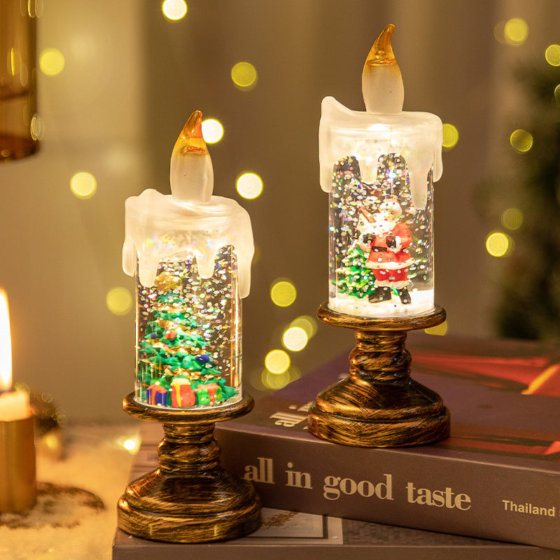 Christmas Snow Globe Candle Light – Cute Cartoon Crystal Ball Lamp, Creative Holiday Decoration
