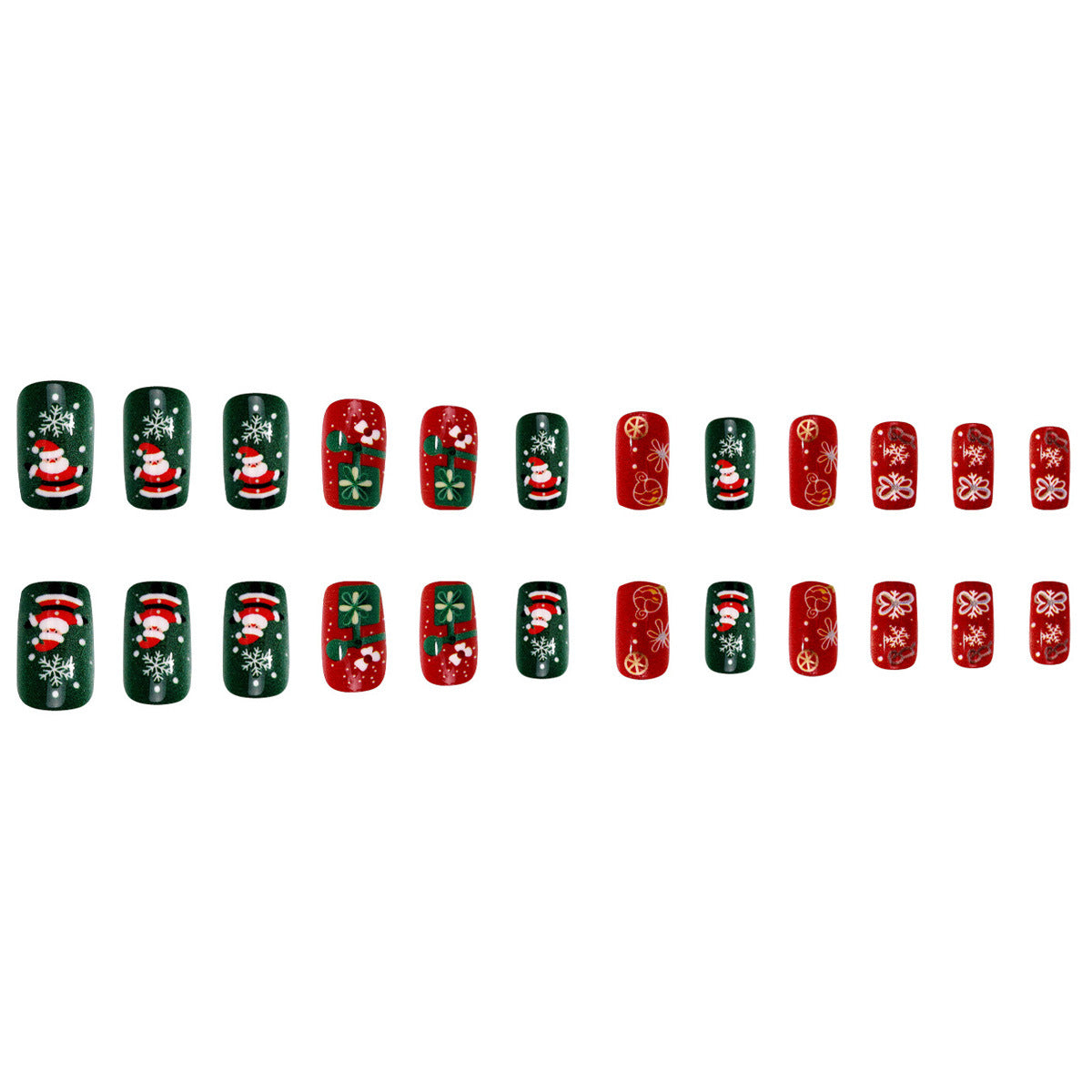 Christmas Snowflake Press On Nails – Medium Square Fake Nail Tips 