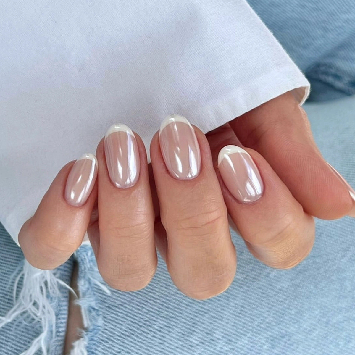 French White Tip Press On Nails – 30pcs Box
