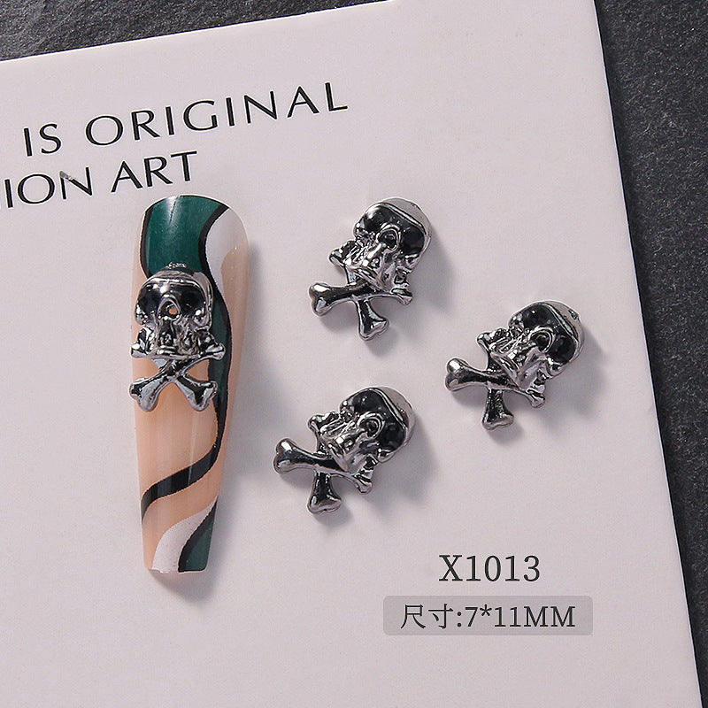 Gothic Punk Nail Art Decorations – Skull Cross Heart Alloy Charms 