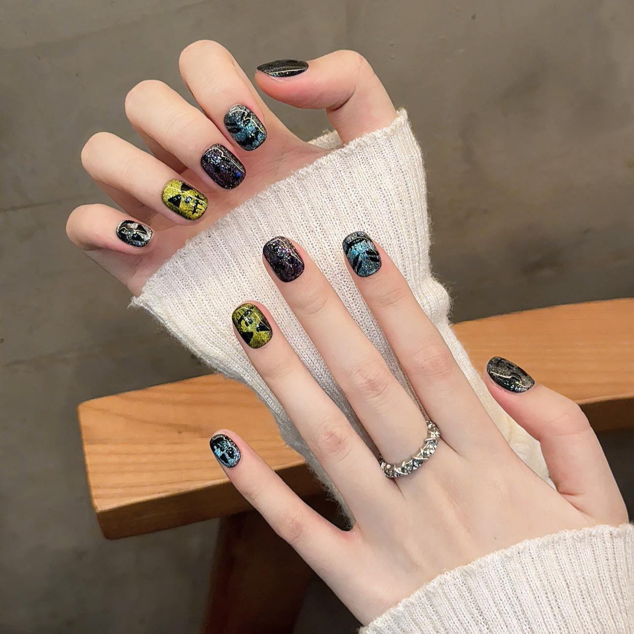 Halloween Cat Eye Demon Press On Nails