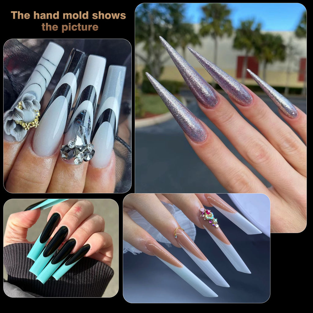 AILLSA Long Coffin Nail Tips Acrylic Tapered Half Cover Nail Tips False Clear Nails Tips Fake Soft Gel Nails Extension Matte Press on Nails Tips for Nails Manicure Nail Salon 288PCS 12 Sizes