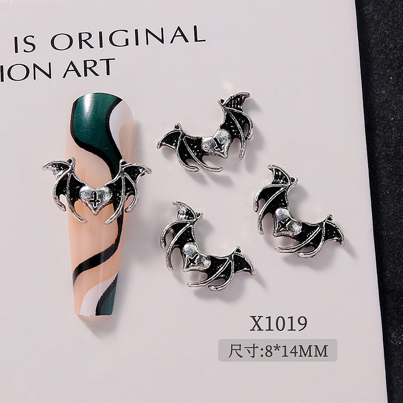 Gothic Punk Nail Art Decorations – Skull Cross Heart Alloy Charms 