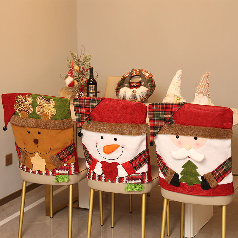 Christmas Chair Covers with Hat – Santa & Snowman Decor