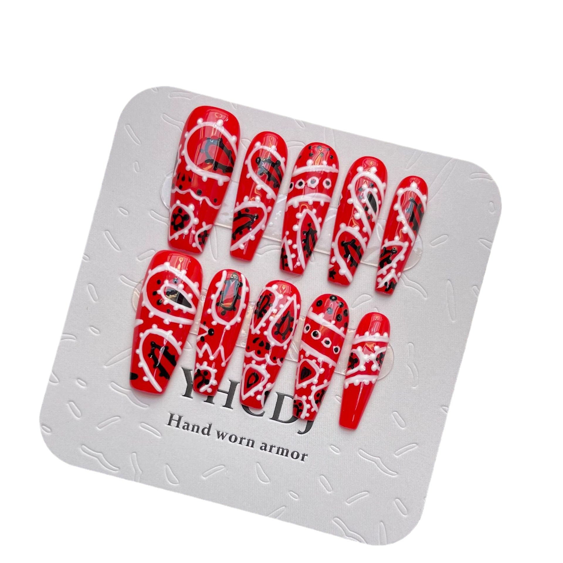 Red Halloween Graffiti Press On Nails