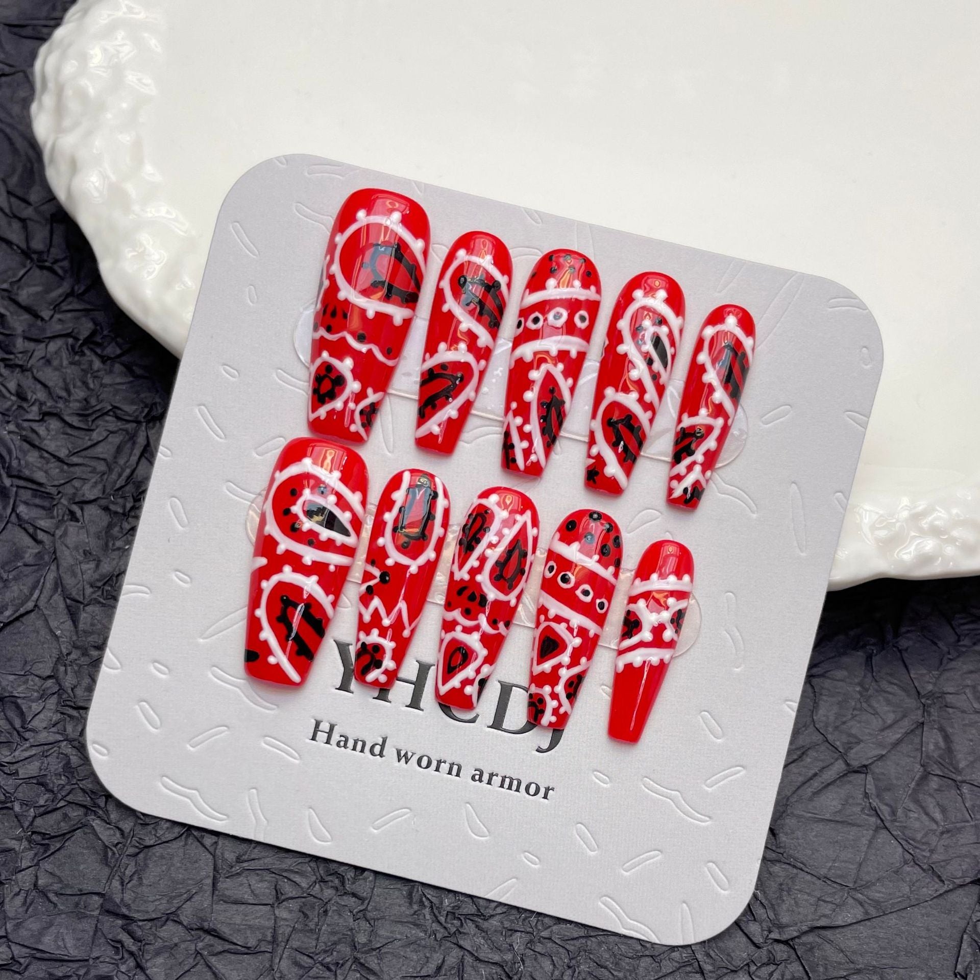 Red Halloween Graffiti Press On Nails