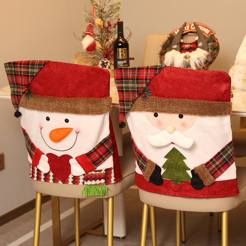 Christmas Chair Covers with Hat – Santa & Snowman Decor