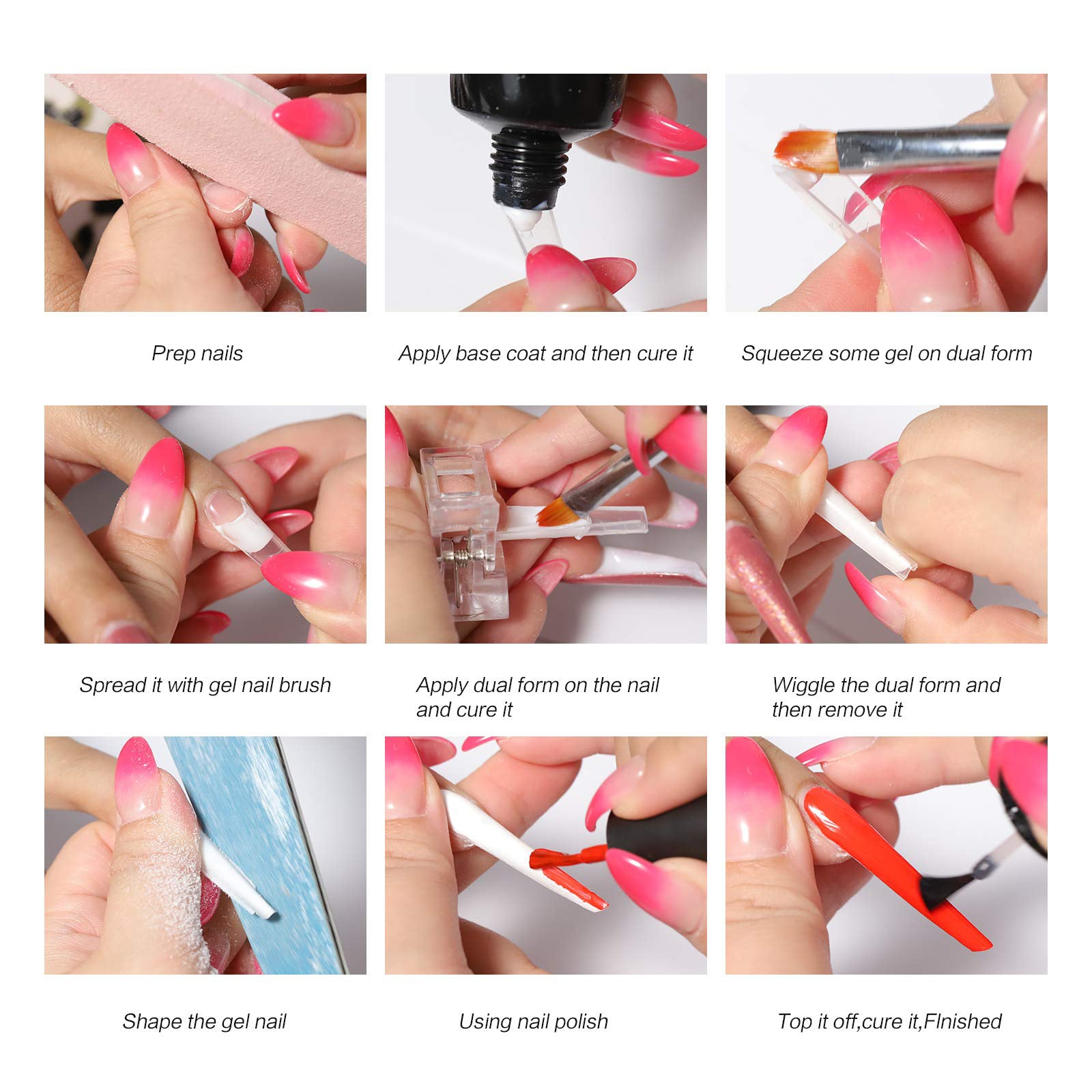 AILLSA Long Coffin Nail Tips Acrylic Tapered Half Cover Nail Tips False Clear Nails Tips Fake Soft Gel Nails Extension Matte Press on Nails Tips for Nails Manicure Nail Salon 288PCS 12 Sizes