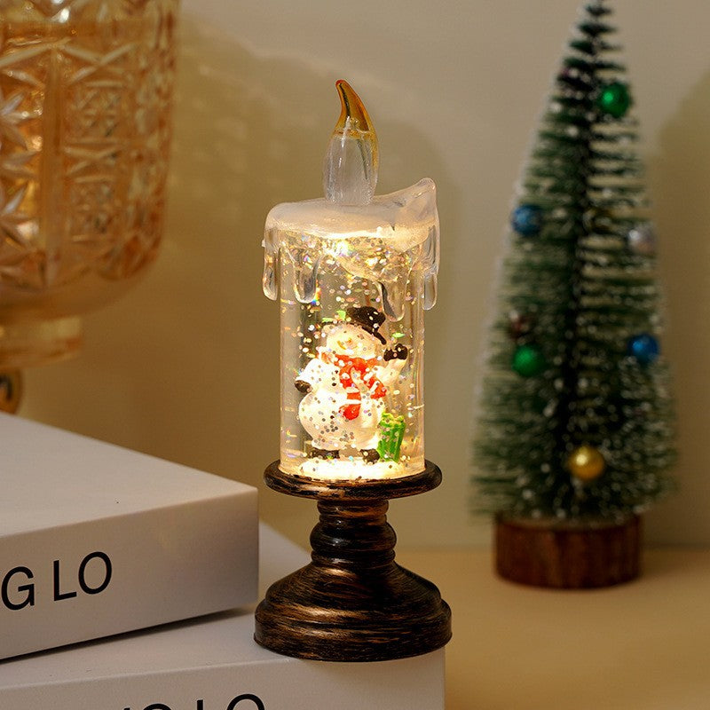 Christmas Snow Globe Candle Light – Cute Cartoon Crystal Ball Lamp, Creative Holiday Decoration