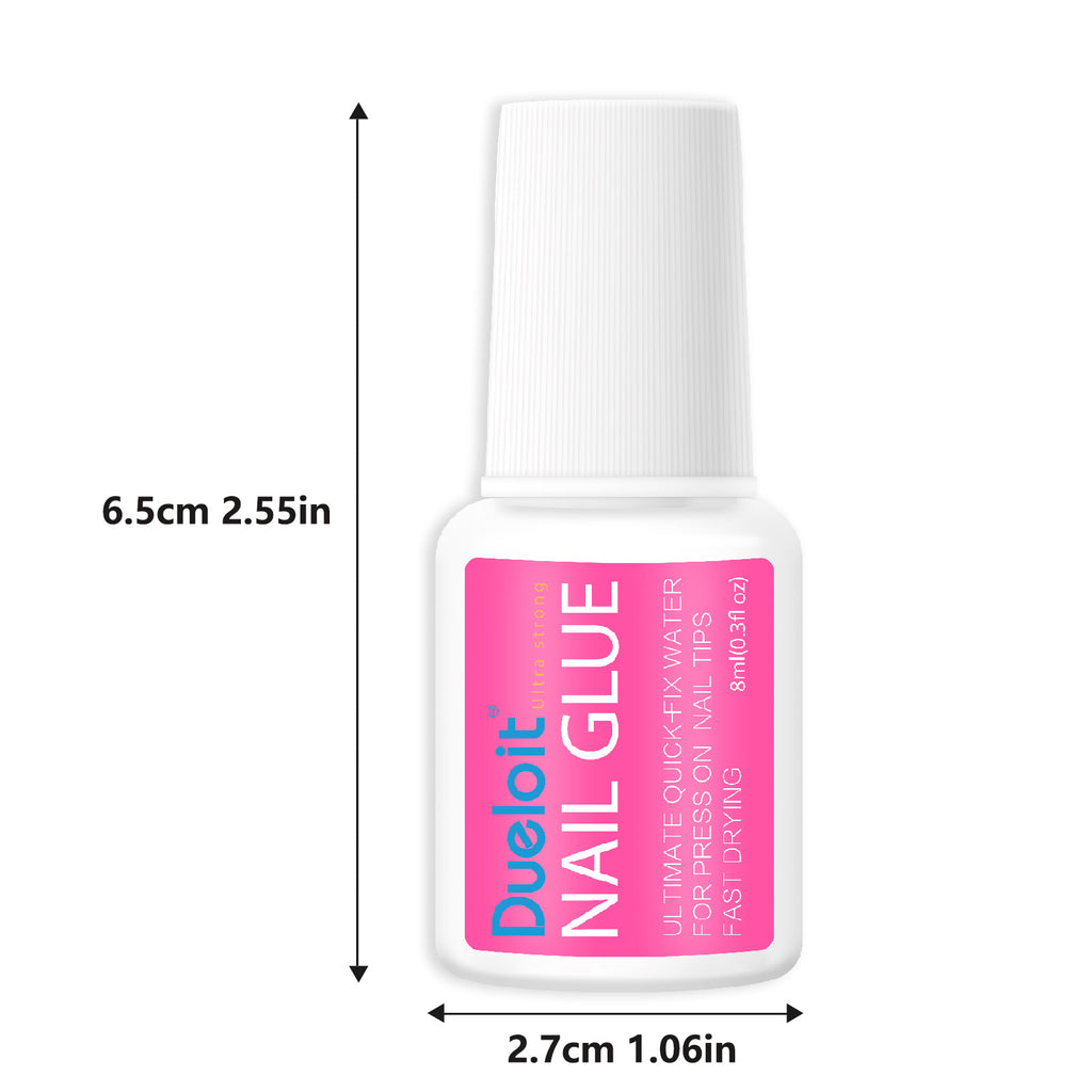 Strong Nail Glue with Brush – Quick Dry, 15ml Large Bottle for Press-On Nails 