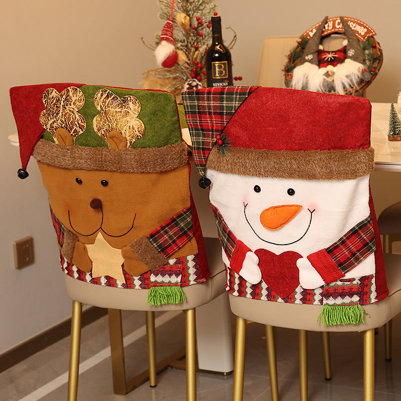 Christmas Chair Covers with Hat – Santa & Snowman Decor
