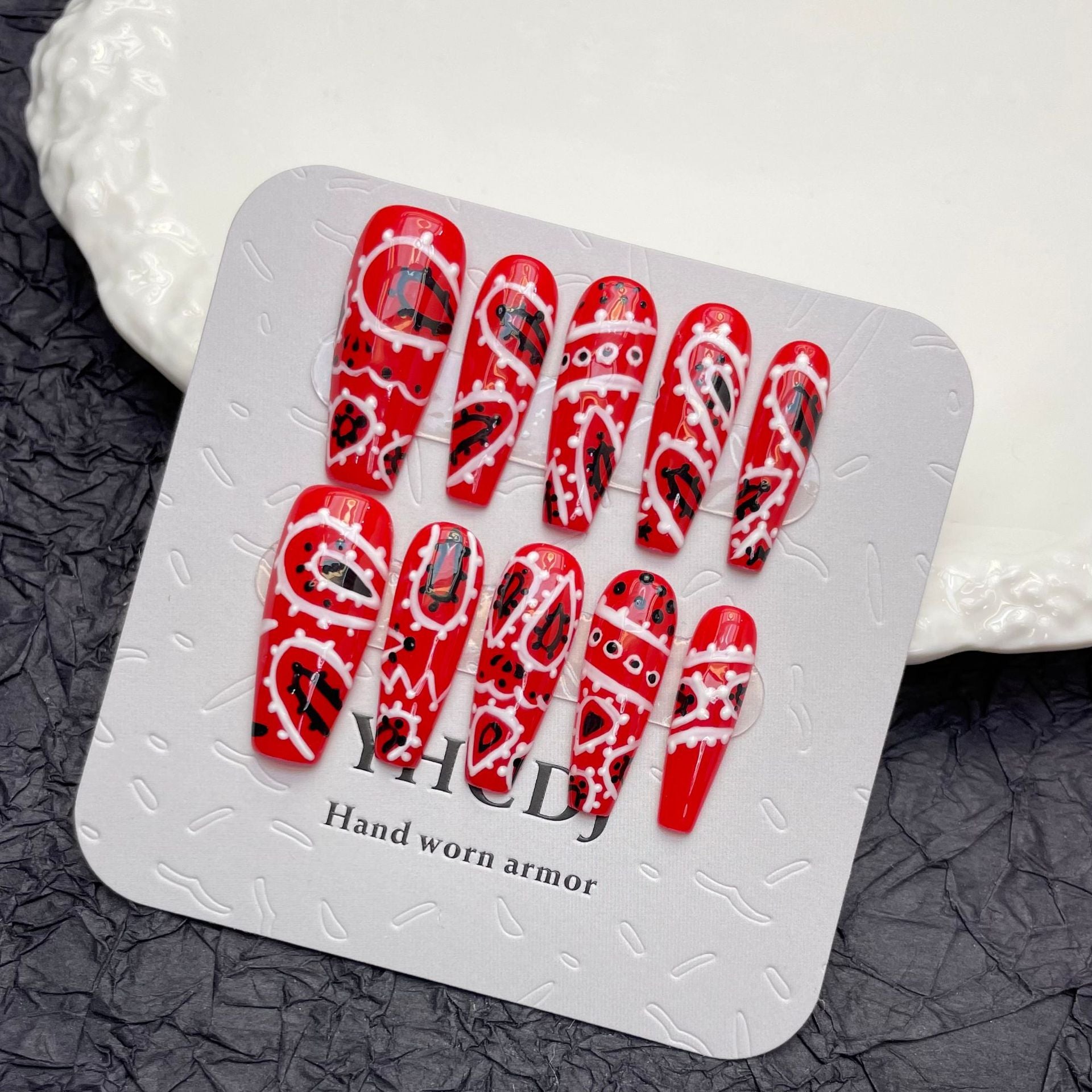 Red Halloween Graffiti Press On Nails