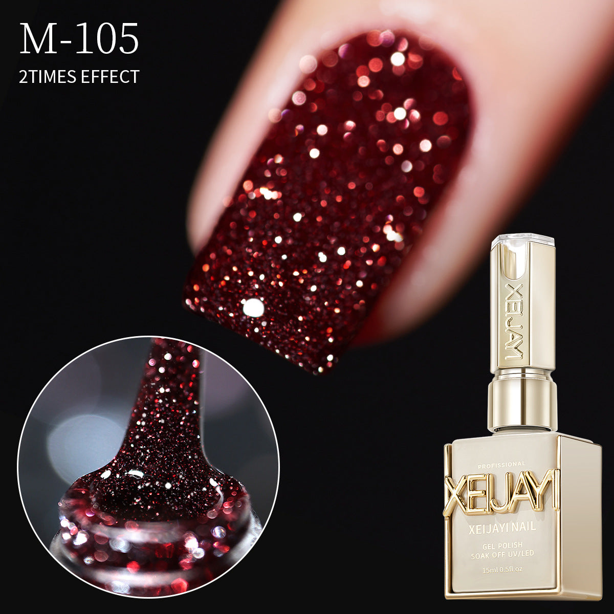 2025 Trending Burgundy Gel Polish Set – Sparkling Diamond Maillard Collection for Nail Salons