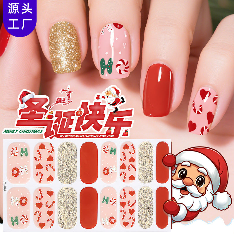Christmas Glow Nail Polish Strips – Luminous Tree Design Nail Stickers
